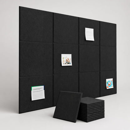 Baysola Felt Bulletin Board Panels 48 x 36 Inch Self Adhesive Wall Tiles Cork Board Alternative for Office Classroom Photos Notes 12 Pack