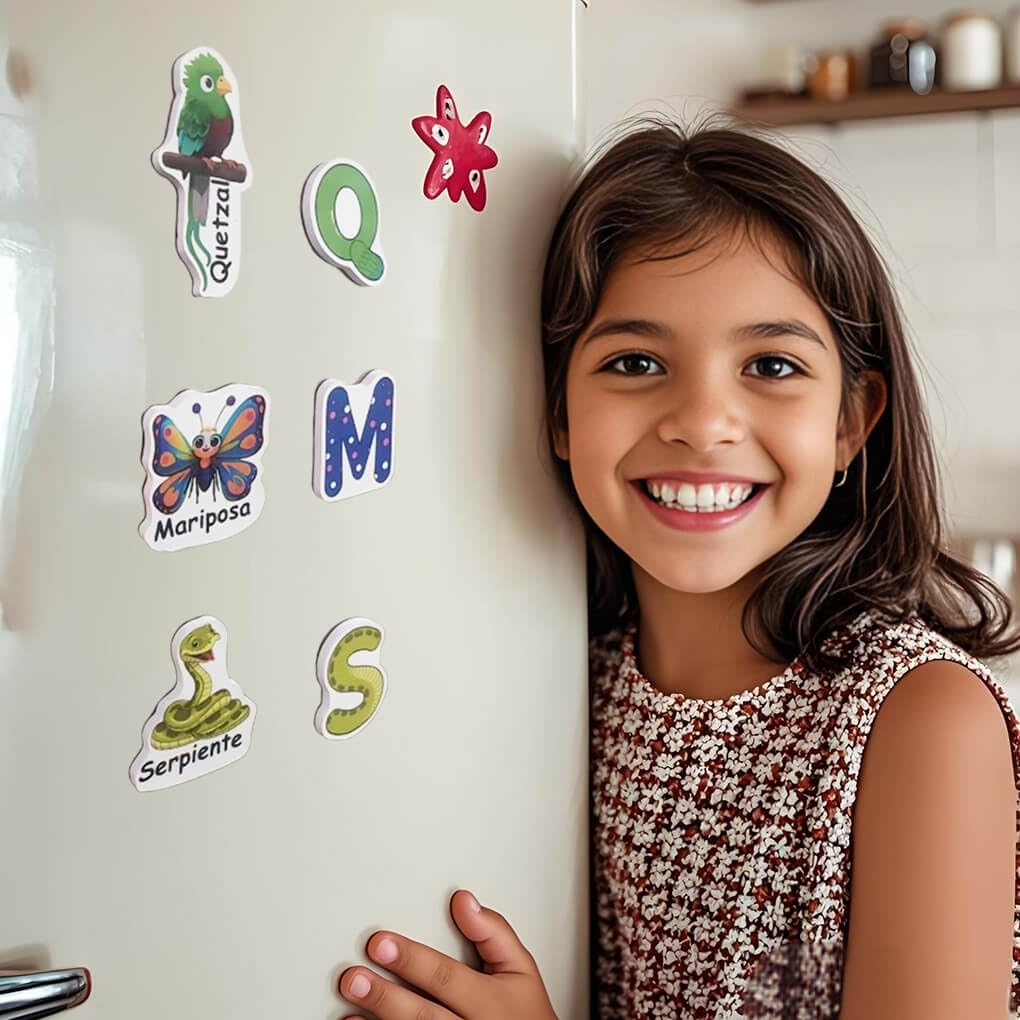Spanish Magnetic Letters and Animals, Fridge Magnets for Toddlers, Animales y Abecedario para Niños en Español,