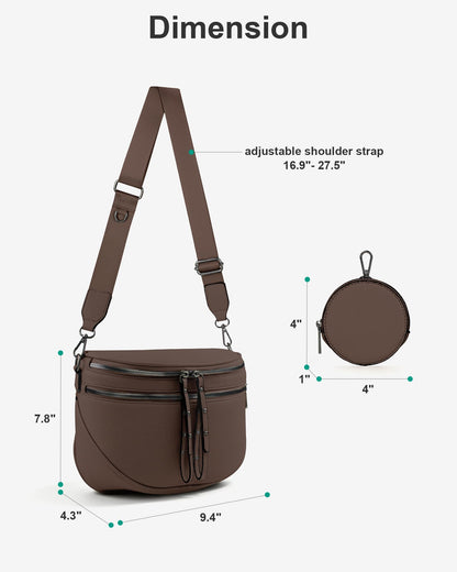 CHERUBEL Crossbody Bags for Women, Soft Vegan Leather Shoulder Crossbody Bum Bags for Women with Coin Purse