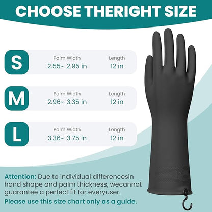 4 Pairs Rubber Dishwashing Gloves with Hanging Hooks - Reusable Cleaning Gloves for Kitchen & Household, Non-Slip, Durable and Flexible (Small, 4 Colors: Black, Pink, Blue, Purple)