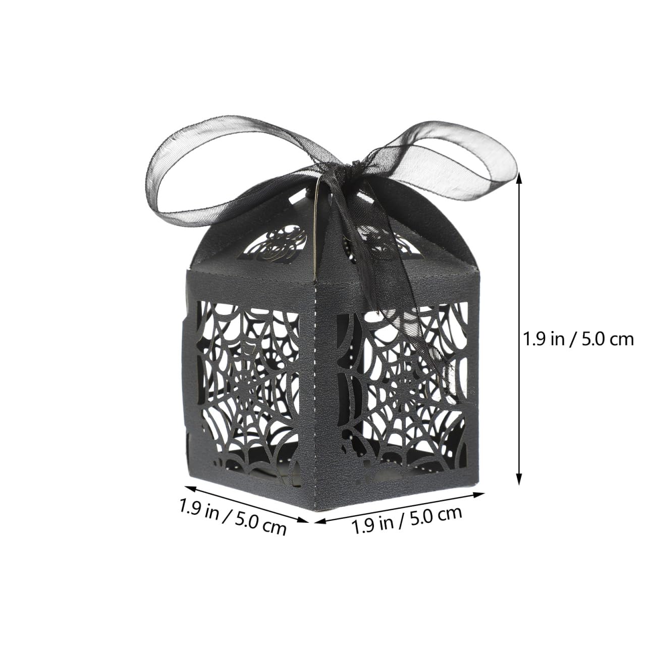 BESTOYARD Halloween Hollow Die-Cut Candy Boxes with Ribbon - Wedding Favor Boxes for Party Treats and Packaging 8.27 X 4.53 Inches 50 Pieces