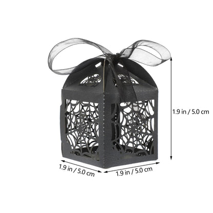 BESTOYARD Halloween Hollow Die-Cut Candy Boxes with Ribbon - Wedding Favor Boxes for Party Treats and Packaging 8.27 X 4.53 Inches 50 Pieces