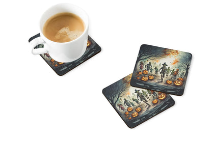 Caroline's Treasures Zombies Spooky Halloween Foam Coaster Set of 4 Cup Coasters for Indoor and Outdoor, Coaster for Tabletop Protection, Anti Slip, Mouse pad Material