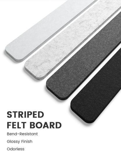 Fluxynara Cork Board Alternative Felt Strip Board 8-Pack 13"x2", Office Pin Board with 50 Push Pins, Adhesive Install for Bedroom Door & Home Office (Concrete Echo)