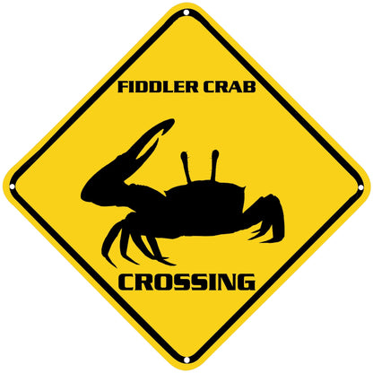ZMEIZ Fiddler Crab Crossing Warning Sign Fiddler Crab Animal Caution Yellow Wall Art Decorative Decor For Fence Home Farmhouse Yard Road Quality Metal Sign 12x12 Inches