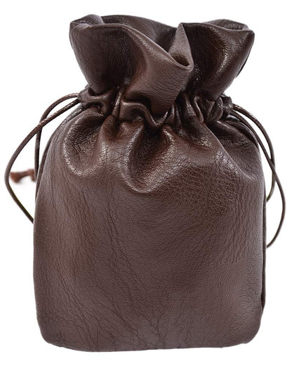 Medieval PU Leather Pouch Leather Drawstring Pouch Coin Purse Storage Renaissance Dice Bag (L, Brown)