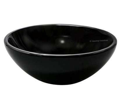 Black Obsidian Crystal Bowl - 3 Inch Decorative Bowls for Room and Home Decor - Gemstone Healing Crystals for Elegant Display, Positive Energy Balance and Gift