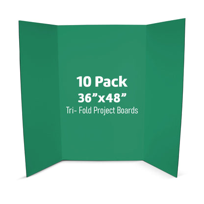 Flipside Products 36” x 48” Project Boards for Presentations, Science Fair, School Projects, Event Displays and Trifold Picture Board, Proudly Made in USA - Green - 10 Pack