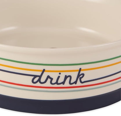 Bone Dry Ceramic Food Bowls, Non-Slip & Dishwasher Safe, Large Set, 7.5x2.4 Eat/Drink