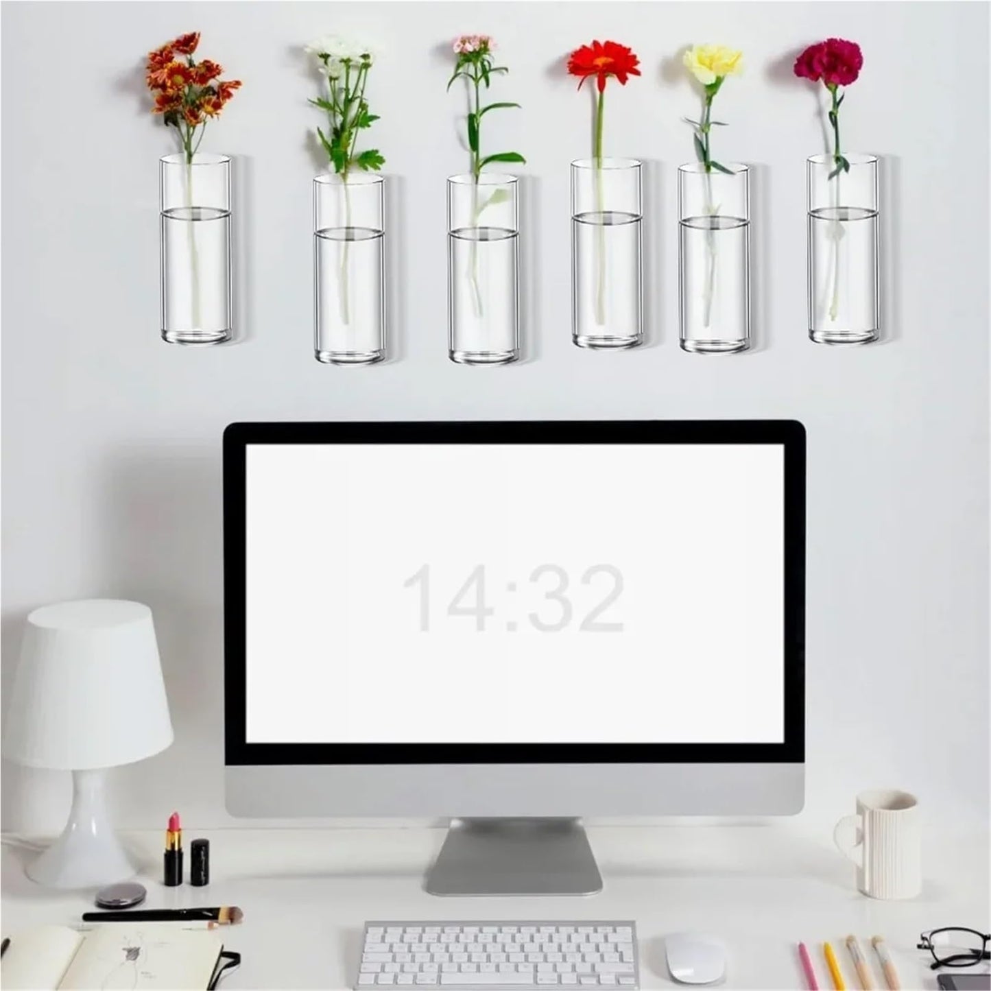 Glass Vase Vase 3Pack Wall Hanging Glass Planters Plant Terrarium Plants Holders Air Plants Wall Vase with Plastic Invisible Traceless Hangers(3Pcs Small)