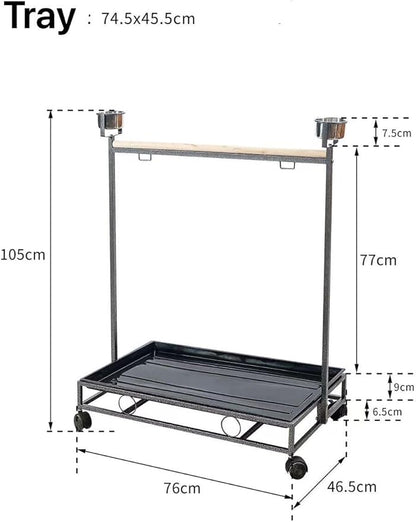 41" Large Amazon Cockatoo Parrot Bird Play Stand Gym Play Ground Rolling Stand. (Silver White)