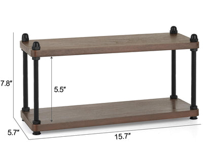 Mkono Coffee Station Organizer Wooden Mug Holder for Countertop Cup and Mug Shelf for Coffee Bar Accessories Rustic Matcha Stand 2 Tier Storage and Display Rack for Tea Cups Kitchen Office