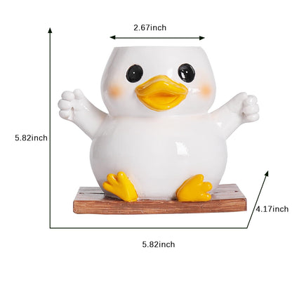 NINIPAPA Hanging Duck Planter for Indoor Plants Cute Resin Succulent Pots with Drainage Hole, Swing Duck Hanger Plant Pot Gifts on Mother's Day Birthday Christmas