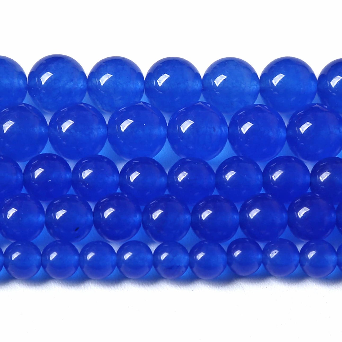 90PCS 8MM Deep Blue Chalcedony Natural Stone Loose Beads for Jewelry Making DIY Bracelet