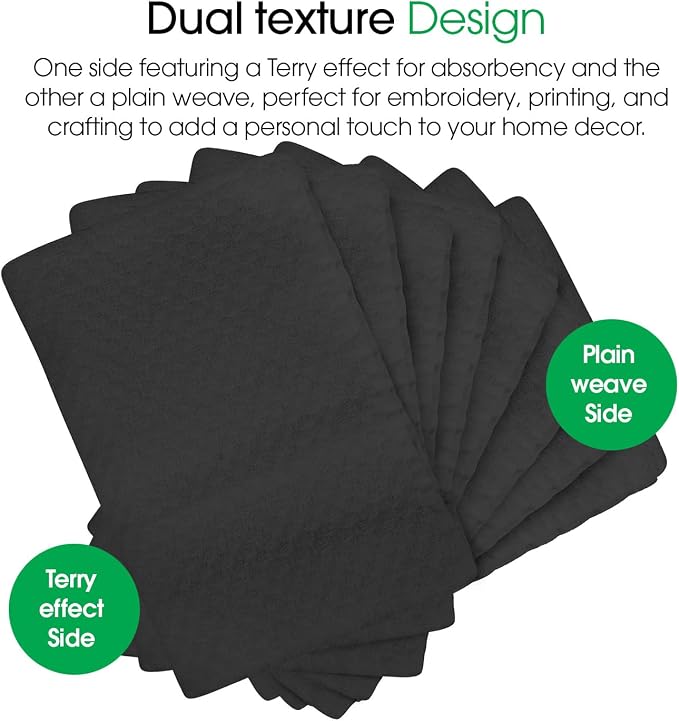 DG Collections Premium Dish Towels for Kitchen, 8 Pack, 15x25 Inch - 100% Cotton Kitchen Towels with Hanging Loop, Highly Absorbent, 400 GSM Bar Mop Cleaning Towels - Dark Grey