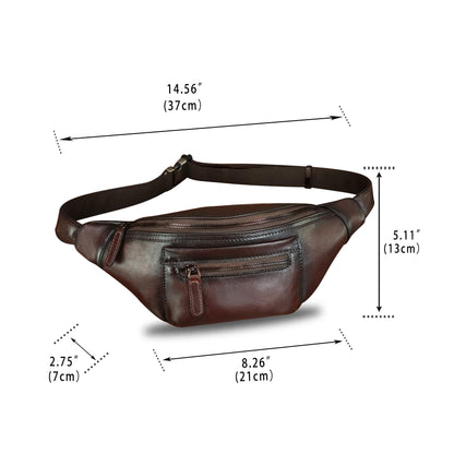 Genuine Leather Fanny Pack for Men and Women Vintage Handmade Leather Waist Bag Sling Backpack Hip Purse Crossbody Bag (Coffee)