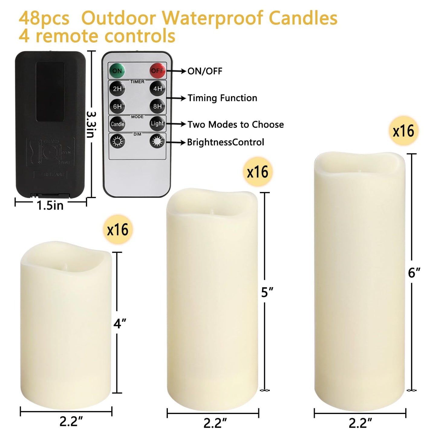 144-Pack LED Flameless Candles with Remote Control - Battery Operated, Timer, Dimmable, 3D Flame Flickering , Perfect for Halloween Christmas Parties,Wedding,Home Decor ,Gift and Special Occasions.