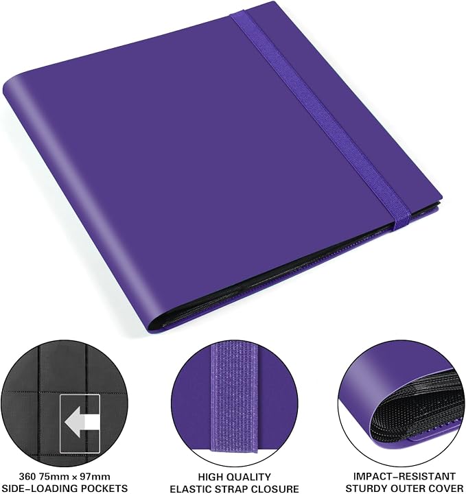 GEAoffice Card Binder 12 Pocket, 624 Pockets Trading Card Album Folder for Standard Cards, Side Loading Card Collection Folder for MTG, TCG, Sport Cards, Purple