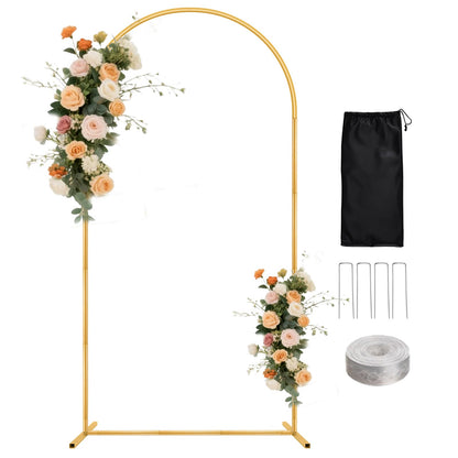 WellSign 7.2FT Arch Backdrop Stand for Parties, Metal Balloon Arch kit Stand, Gold Wedding Arch Stand Frame for Gender Reveal Ceremony Birthday Anniversary Bridal Graduation Party Event Decoration