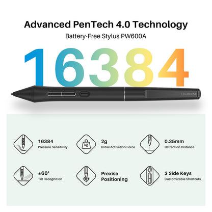 HUION Drawing Tablet with Screen Full-Laminated Art Tablet Kamvas 13 (Gen 3) SE Graphic Tablet with Anti-Glare Canvas Glass 13.3" Pen Display with PenTech 4.0, 16384 Pen Pressure for PC, Mac, Android