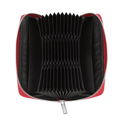 Cynure Women 36 Slots RFID Blocking Card Holder Large Long Leather Zipper Organizer Accordion Wallet,Dark Red