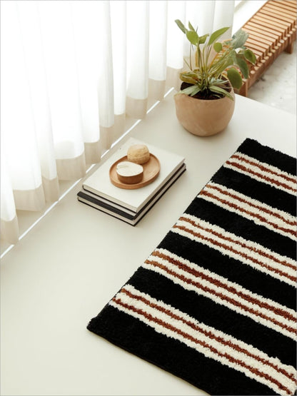 WENSHUO Wide Striped Area Rug (Vintage Black),Microfiber Absorbent Non-Slip Throw Rug,TPR Non-Slip Bottom（29.53" L × 17.72" W）