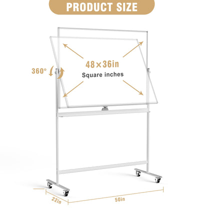 Rolling Whiteboard/w Height Adjustable, Mifuro 24 X 36 Large Portable Dry Erase Board with Stand and Wheels for Office,Classroom &School, White