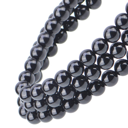 80Pcs Natural Crystal Beads Stone Gemstone Round Loose Energy Healing Beads with Free Crystal Stretch Cord for Jewelry Making (Tourmaline Black, 10mm)