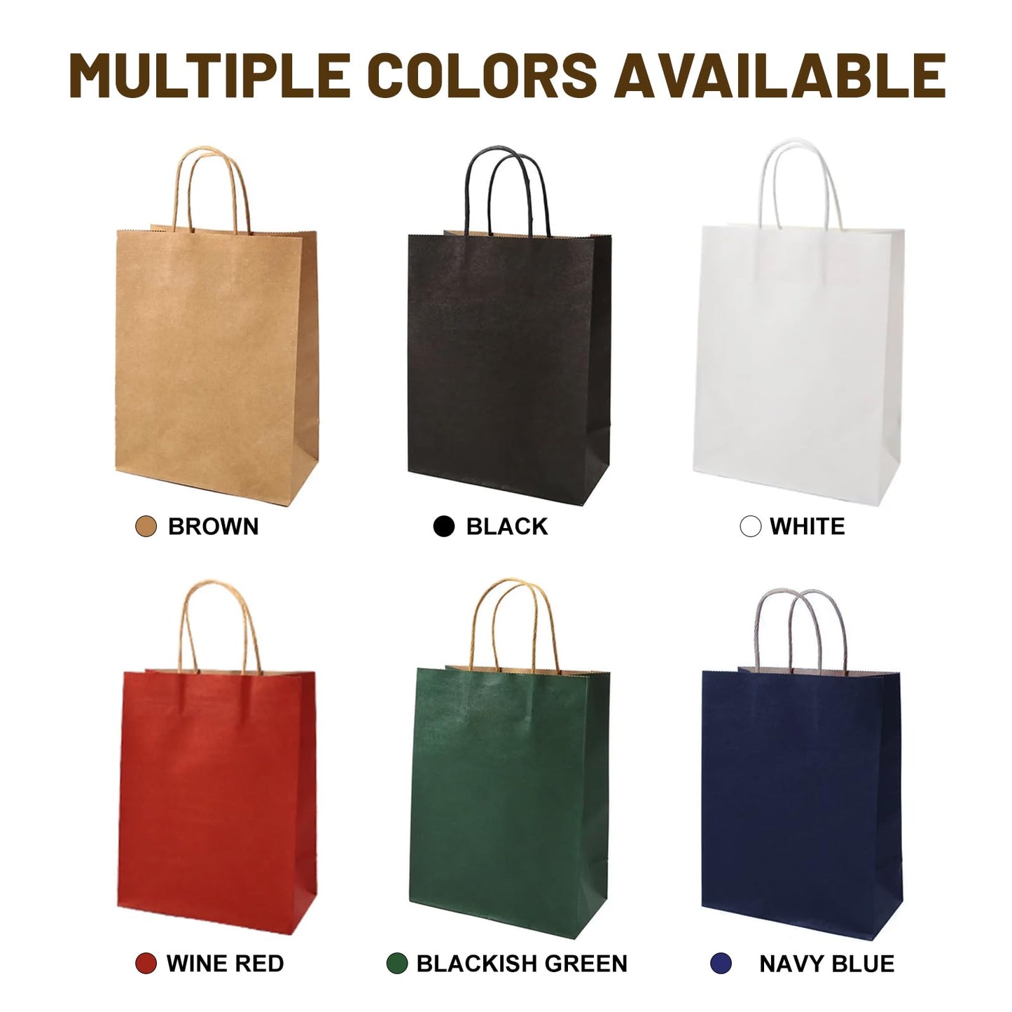 LIHOMR Gift Bags 8.25" X5.9 X3.15 100pcs Brown Kraft Paper Bag with Handles for Small Business Christmas Bulk, Wedding, Party Favor, Shopping, Lunch, Halloween Trick-or-Treat Bags