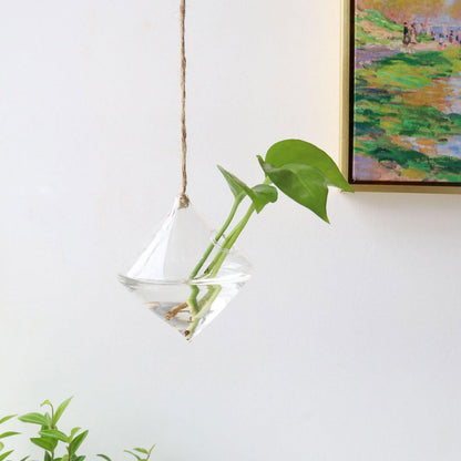 Unomor Geometric Glass Wall Hanging Vase Set of 3, Hydroponic Planter Bottles for Indoor Home Décor, Terrarium Glass Plant Containers for Living Room and Office