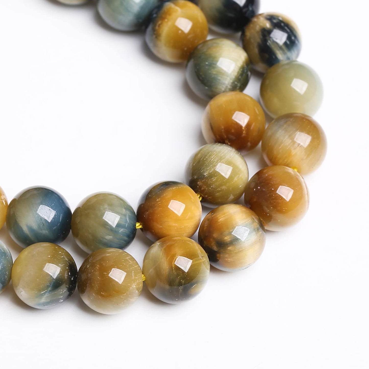 12mm 32PCS Natural Stone Dreamlike Blue Tiger Eye Beads for Jewelry Making DIY Bracelet