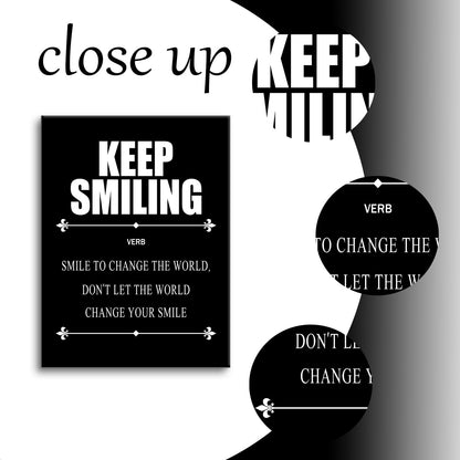 Motivational Canvas Wall Art Keep Smiling Entrepreneur Quotes Poster Print Inspirational Pictures Painting for Office Class Room School Wall Decoration Stretched and Framed [18''Wx24''H]