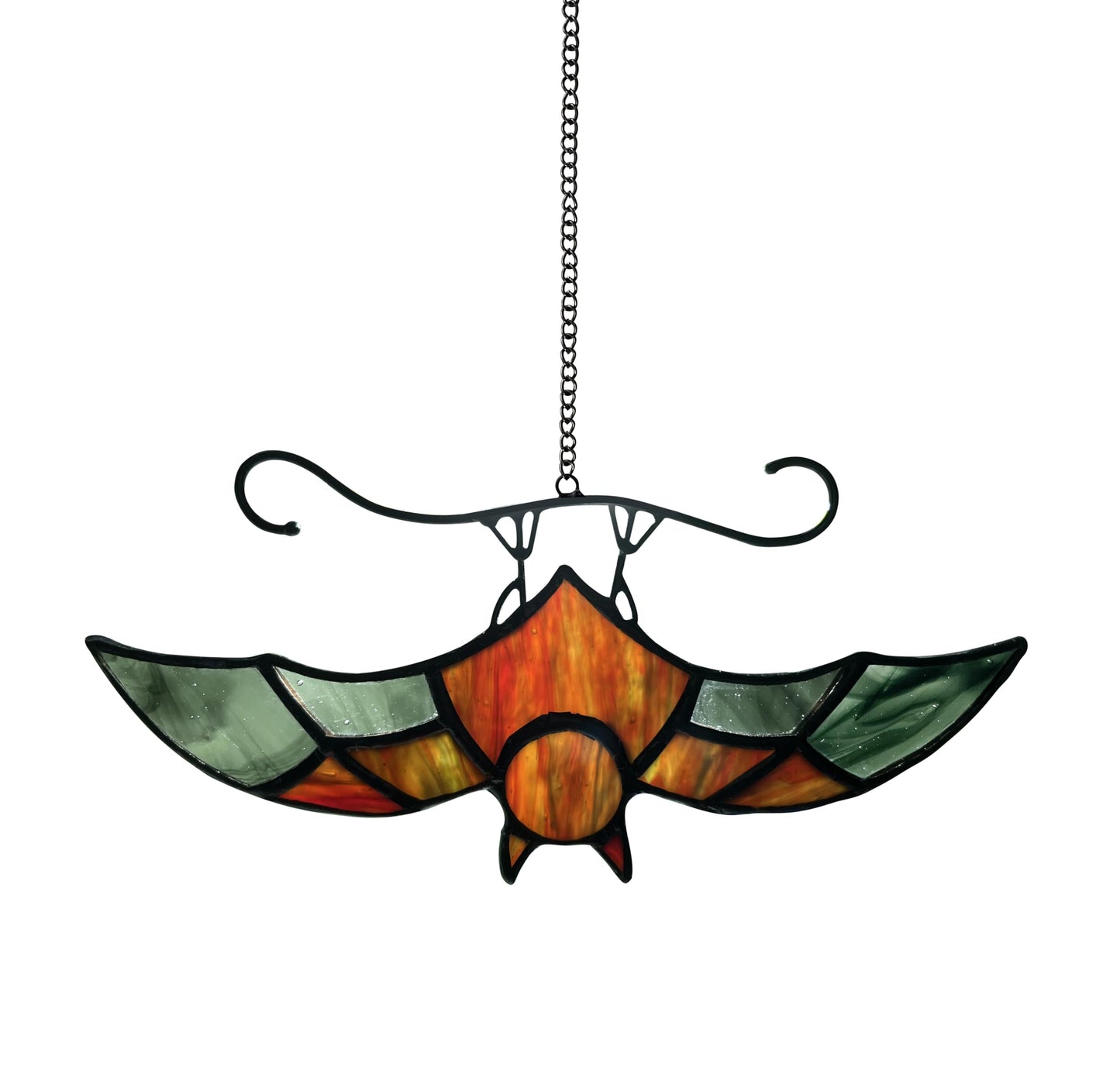 Bat Decor Stained Glass Window Hanging Suncatcher for Window,Halloween Bat Decoration 6.9 inch