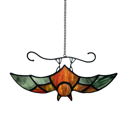 Bat Decor Stained Glass Window Hanging Suncatcher for Window,Halloween Bat Decoration 6.9 inch