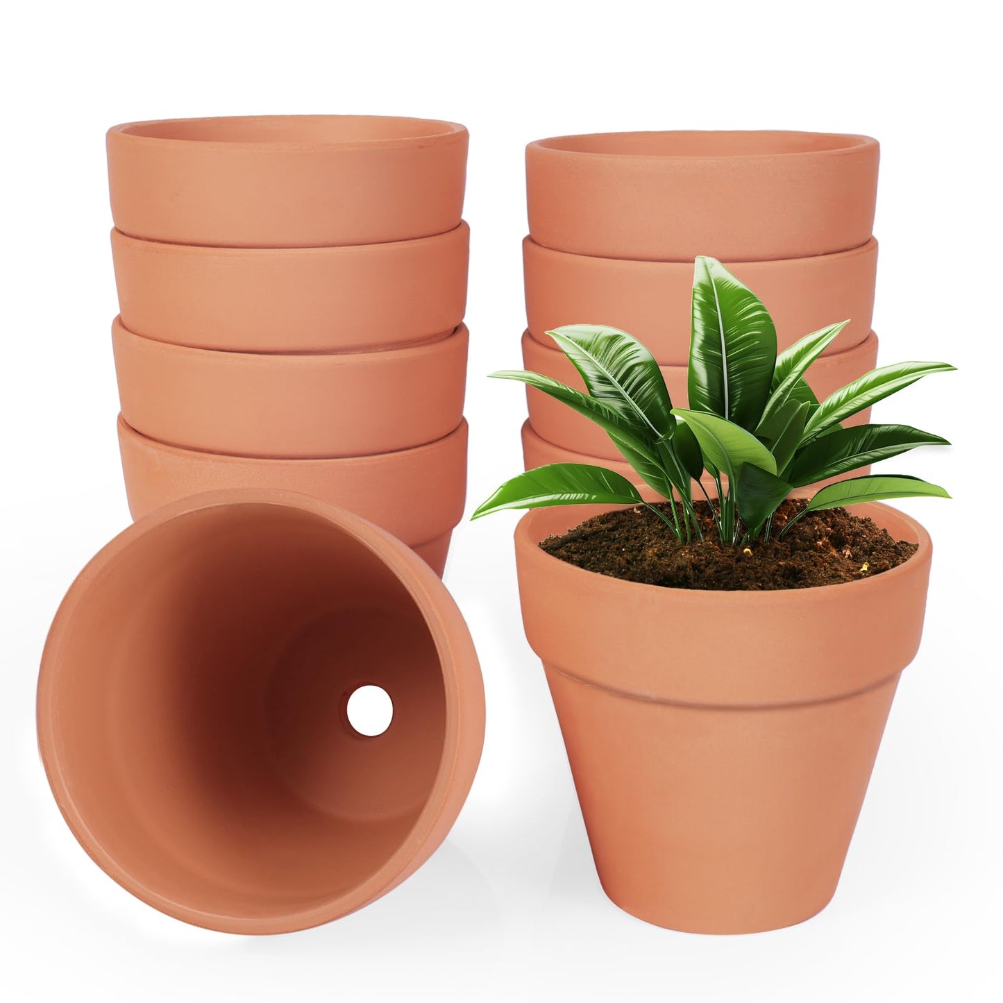 YESIACE 24 Pack 4 Inches Terracotta Plant Pots, Terra Cotta Planter with Drainage Holes, Perfect for Planting, Painting, Weddings and Parties (4inch/Original Color)