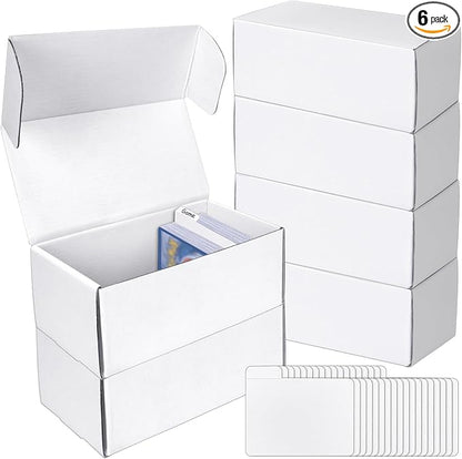 VOKOY Trading Card Storage Box with Dividers, 6 Pack • 400 Count Bulk Card Collection Case, Corrugated Cardboard Storage Box for Sports, TCG/Magic/Mtg Cards (Horizontal Length 7.5 Inch)
