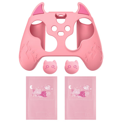 PlayVital Halloween Cute Demon Silicone Cover for Xbox Series X/S Controller, Kawaii Anti-Slip Controller Skin Grip Protector for Xbox Core Wireless Controller with Thumb Grip Caps - Pink
