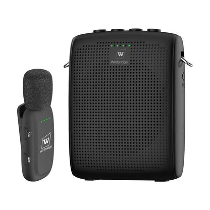 WinBridge Wireless Voice Amplifier for Teachers - Lapel Mic System Saves Your Voice | 15W Portable PA System with Bluetooth, 12H+ Battery, Auto-Pairing | No Headset, Ultra-Light 18.3g Clip Mic WB005N