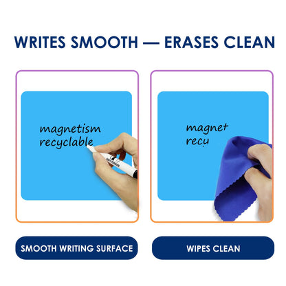 Dry Erase Magnets Set - 24 Pack 4x4 in - Magnetic Notes for Whiteboard and Fridge - Write On Magnet Sheets Reusable White Board Labels - Writable Magnetized Dry Wipe Strips for Home and Office
