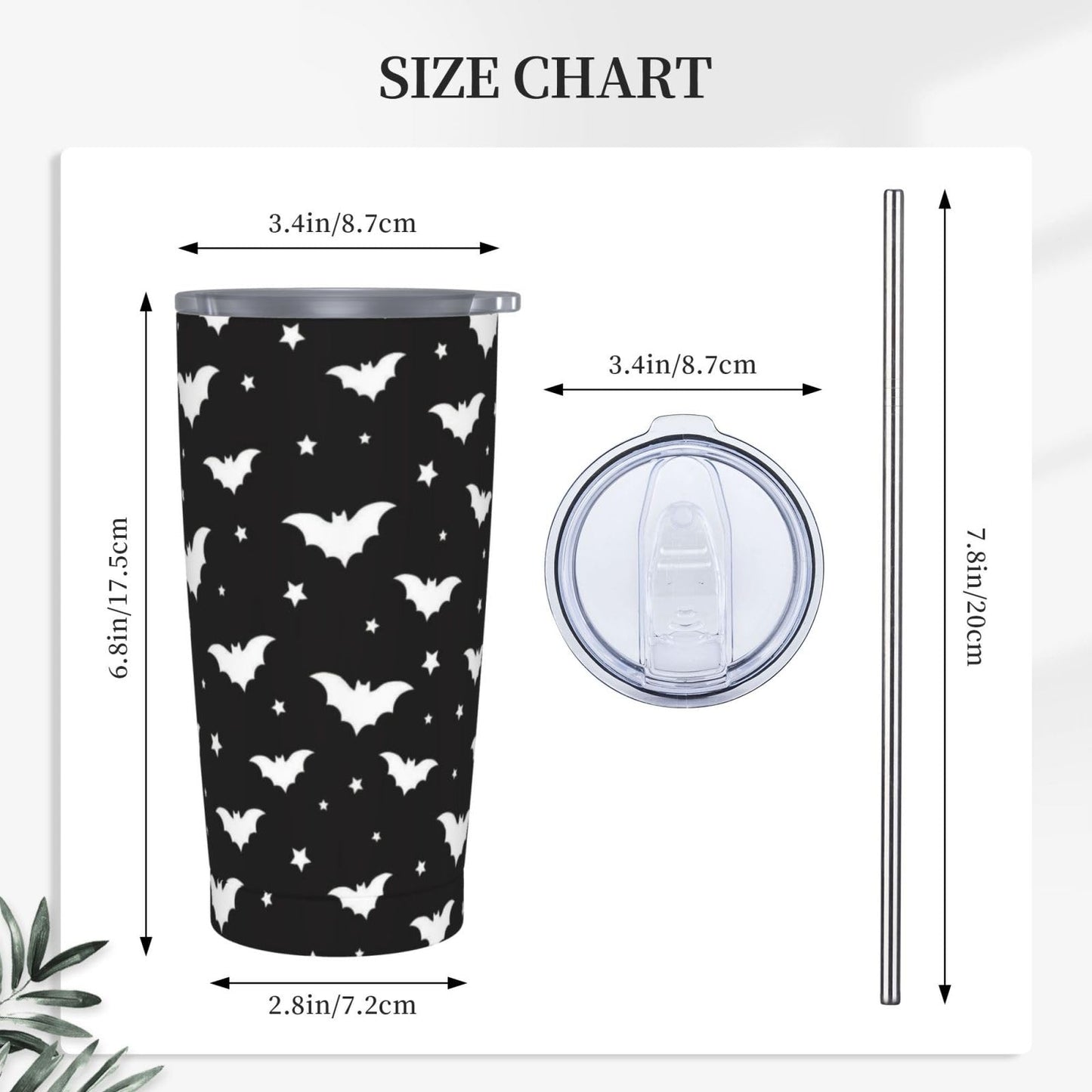 TOUNHEYA Halloween Bats Tumbler with Lid and Straw Gothic 20oz Insulated Stainless Steel Cup Spooky Travel Coffee Mug Water Bottle for Women Gift for Birthday Christmas