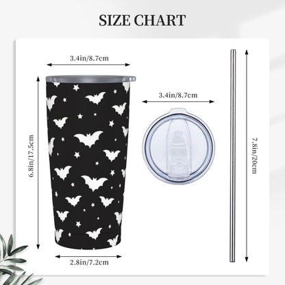 TOUNHEYA Halloween Bats Tumbler with Lid and Straw Gothic 20oz Insulated Stainless Steel Cup Spooky Travel Coffee Mug Water Bottle for Women Gift for Birthday Christmas