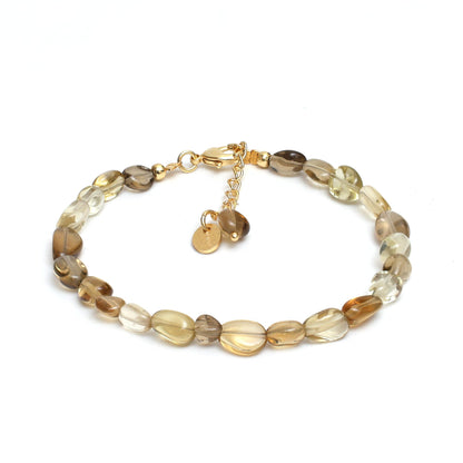Gempires Lemon Quartz Beaded Bracelets Lightweight Handmade Gemstone Jewelry Hypoallergenic 8 Inch Gold Plated Everyday Jewelry Gifts For Woman