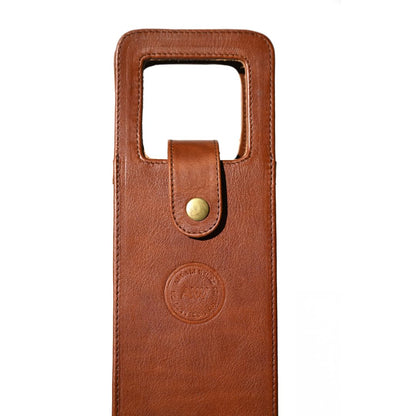 Argali Wines Premium Collection Single Bottle Wine Tote - Genuine Leather, Elegant & Durable, Secure Locking Strap, Sophisticated Gift for Wine Enthusiasts (Brown)