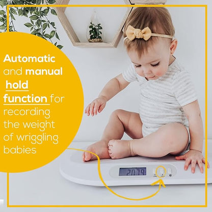 Beurer BY90 Baby Scale, Pet Scale, Digital, with Measuring Tape, tracking weight with App | For: Infant, Newborn, Toddler /Puppy, Cat - Animals | LCD Display, weighs Lbs/Kg/Oz Highly accurate