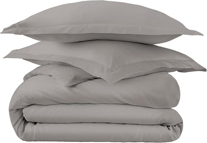 100% Organic Cotton Duvet Cover King Size - Naturally Soft Lightweight & Cooling Duvet Cover Set with Decorative Shams - Premium GOTS Certified 300 Thread Count Sateen Weave (Stone, King)