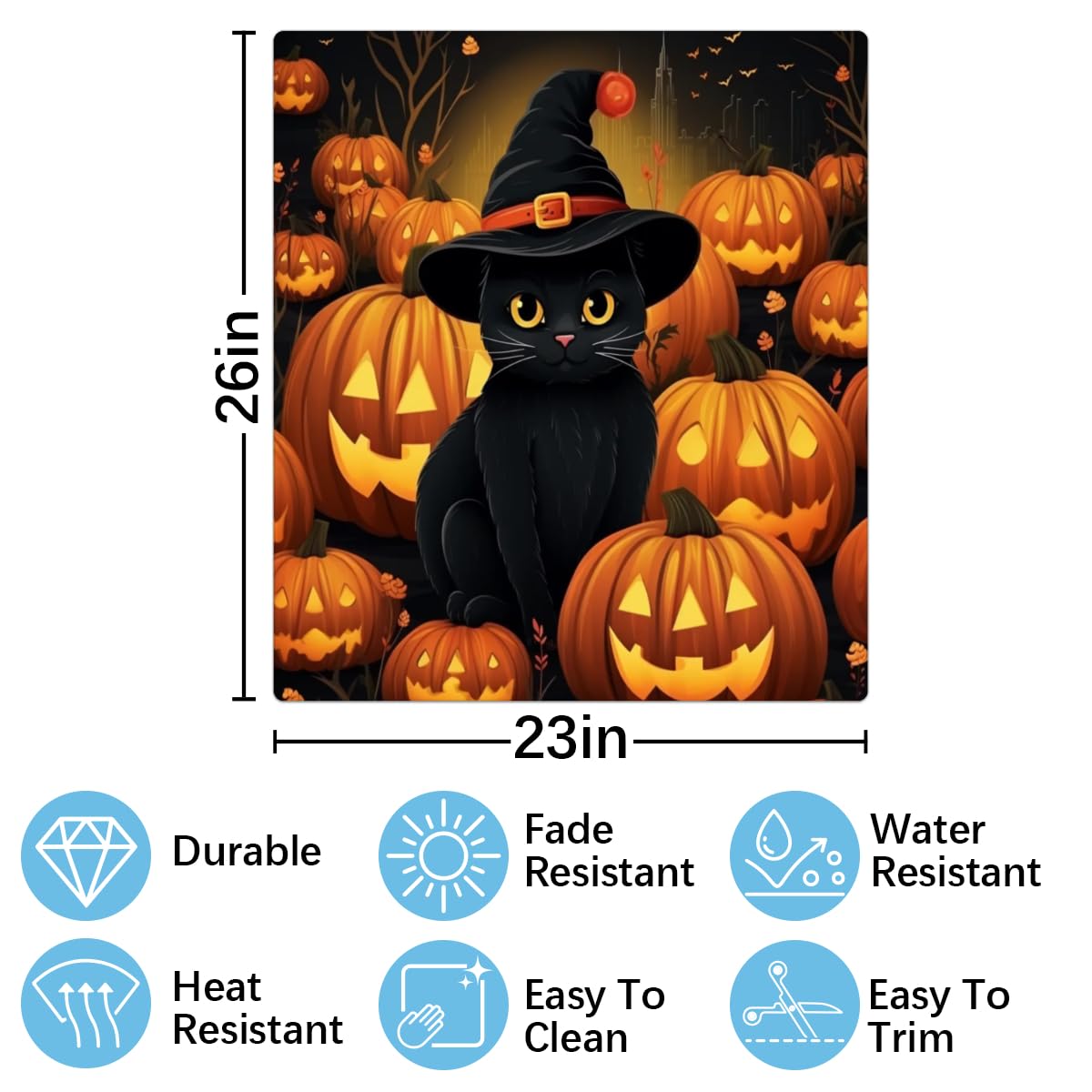Dishwasher Magnet Cover Halloween Pumpkin Pattern Cut Cat Decorative Magnetic Dishwasher Sticker Front Dishwasher Door Cover 23"x26" for Refrigerator Panel Washing Machine Kitchen Decor