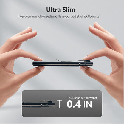Slim Wallet for Men, Pop Up Card Holder Wallet RFID Blocking, Minimalist Metal Bussiness Credit Card Wallet with Money Clip & Pockets, Aluminum Thin Front Pocket Wallet (Black)