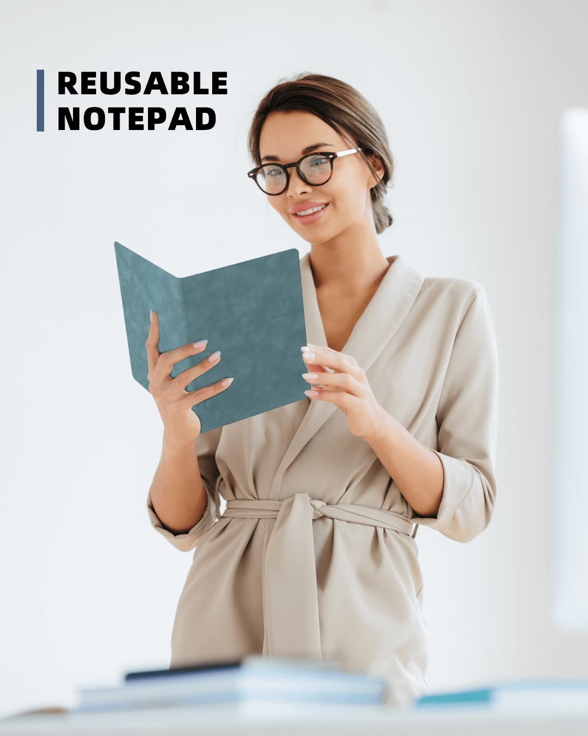 Mehaving Portable Small White Board Dry Erase Board, Reusable 9.5 * 6.6in Notebook Memo, Office Home Supplies Desk Accessories MH760 (Blue)