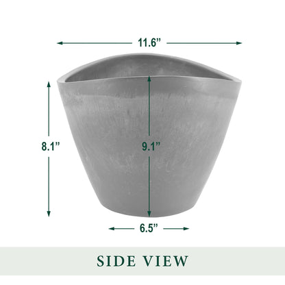 Arcadia Garden Products PSW Pot Collection YB41CT Plastic/Stone/Wood Composite Curved Planter Pot – No Drainage Hole (Drillable), for Indoor and Outdoor Plants and Gardens, 16-inch, Cement Gray