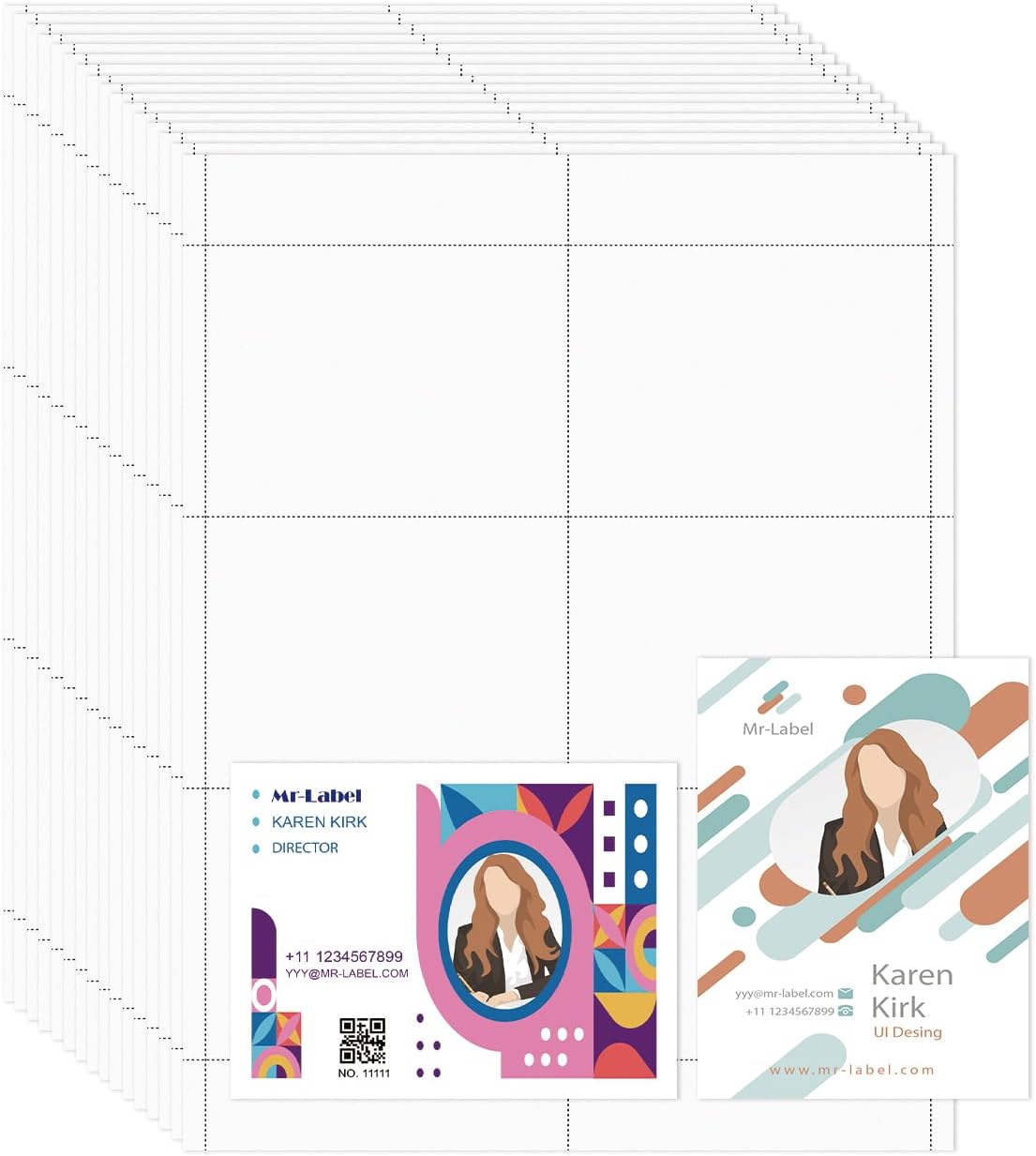 Mr-Label 600 Name Badge Inserts, 230GSM Heavyweight Insert Badge Refill, 3 x 4 inch, Two-Sides Printable Card Stock, Micro-Perforated, White, Compatible with Inkjet/Laser Printer